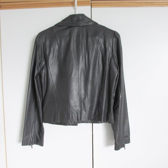 Classiques Entier Dark Dark Purple Soft Leather Crop Jacket Moto Side Zip Size M - Picture 12 of 12